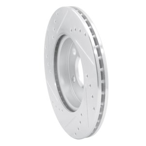 Mini Cooper Brake Rotor (1) - Front Right - R1 Concepts - Drilled & Slotted - Silver - `14-`24